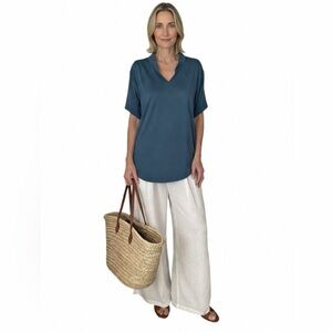 Miss Fortune Short Sleeve V-Neck Top - Blue